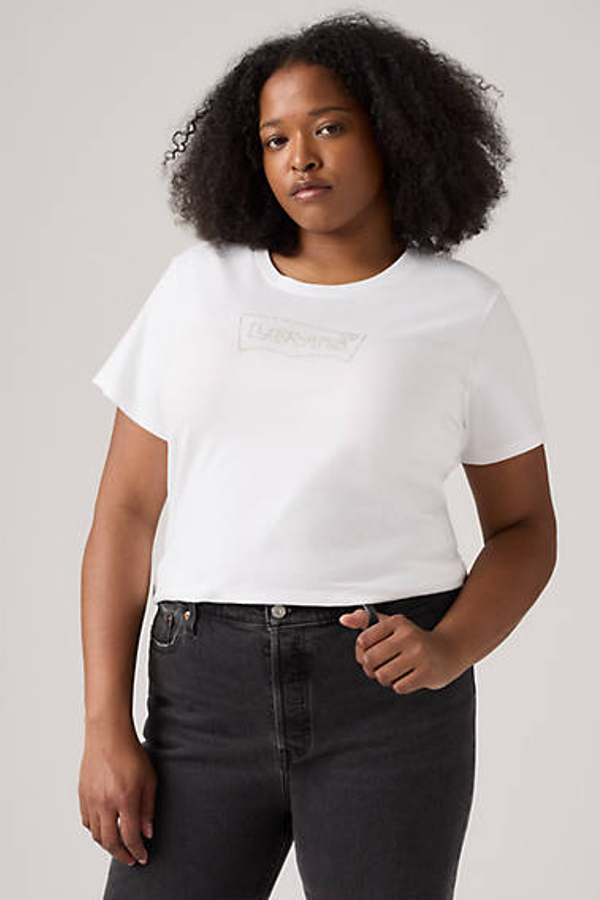Camiseta Perfect Logo (talla extragrande) - Mujer - 2X - Blanco / Batwing Shine Plus Bright White
