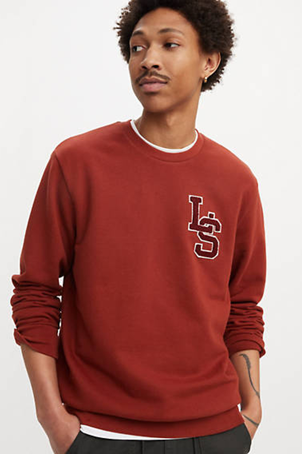 Sudadera estampada de cuello redondo y ajuste estándar - Hombre - XS - Rojo / Ls Letterman Crew Fired Brick