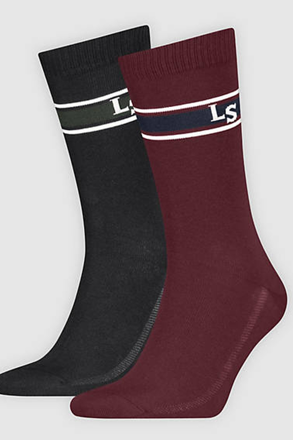 Calcetines de altura normal Levi's con logo: paquete de 2 pares - Hombre - 35 - Negro / Red/Black