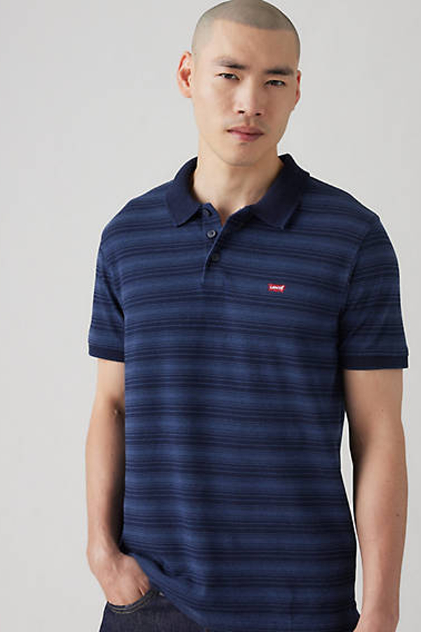 Polo Housemark - Hombre - XXL - Azul / Rayn Stripe Dark Indigo Pique