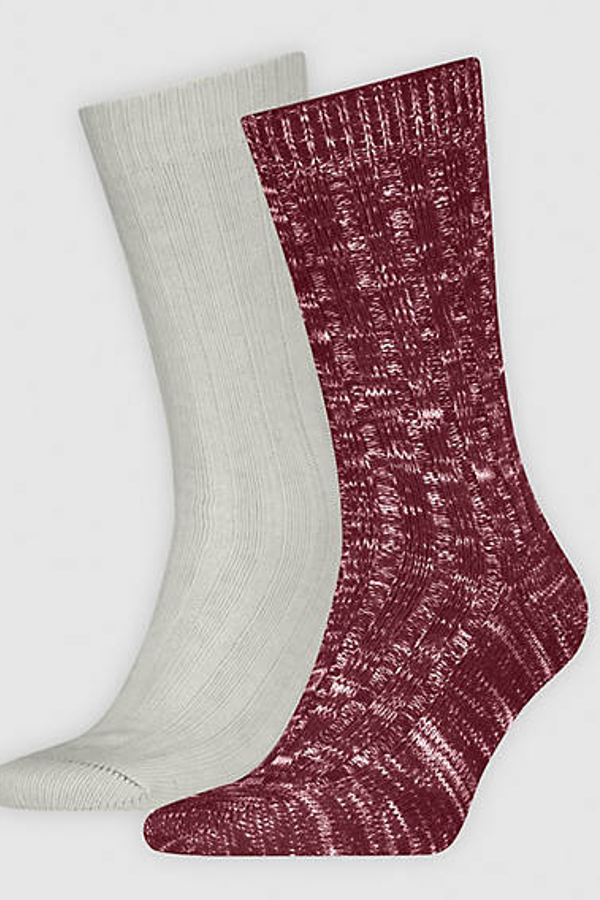 Calcetines de altura normal Slub Mouline Levi's: paquete de 2 pares - Hombre - 43 - Gris / Red/Grey