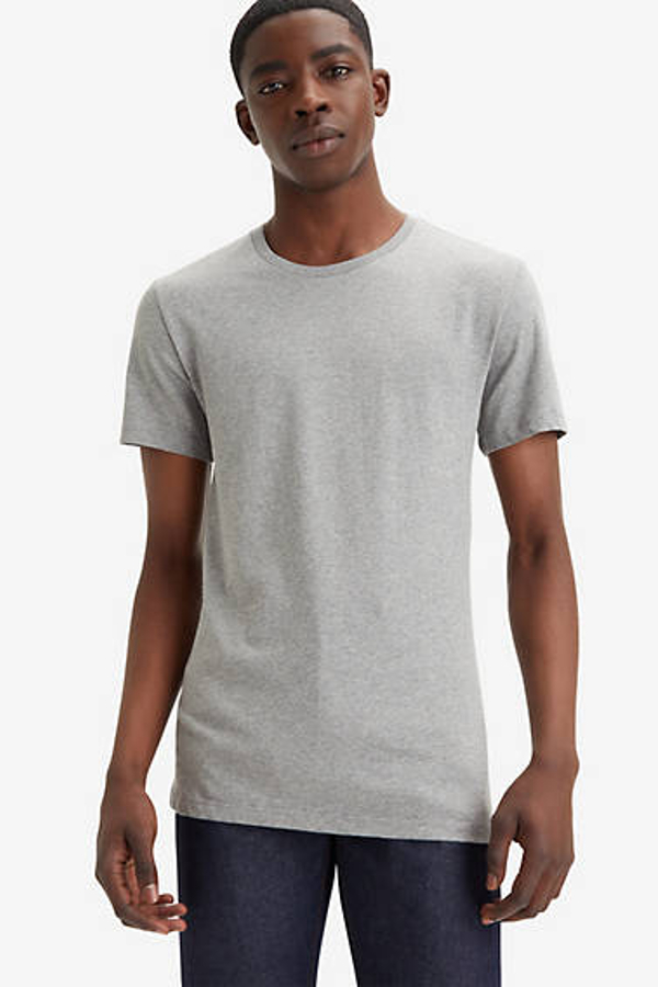 Camiseta de cuello redondo ceñida: paquete de 2 - Hombre - L - Neutral / White / Heather Grey