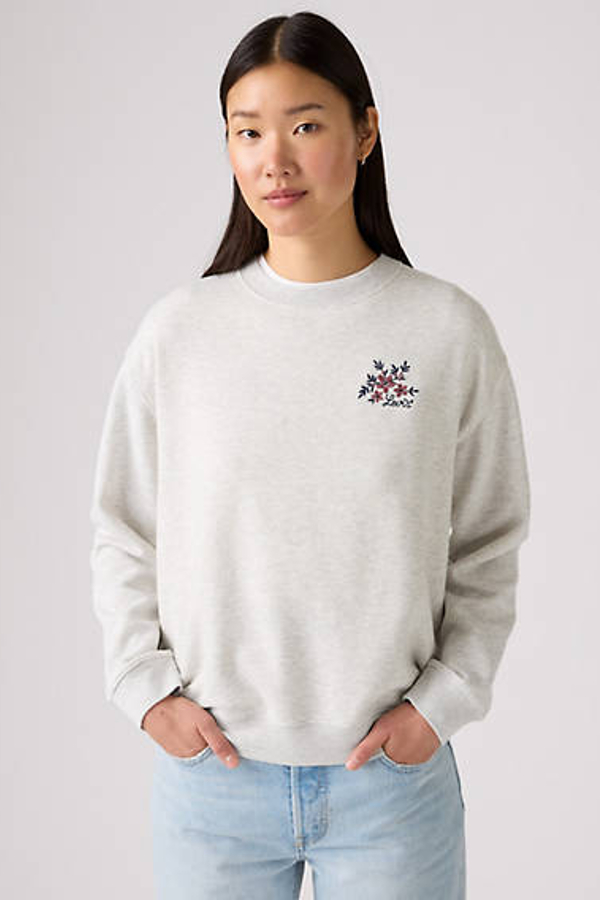 Sudadera con cuello redondo Graphic Everyday - Mujer - XS - Gris / Crew Vicki Floral Bw Embroidery Orbit Heather Gray