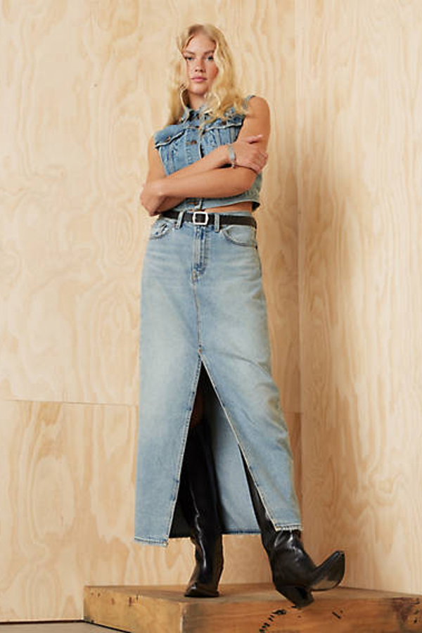 Falda Column Skirt hasta el tobillo - Mujer - 23 - Azul / Please Hold