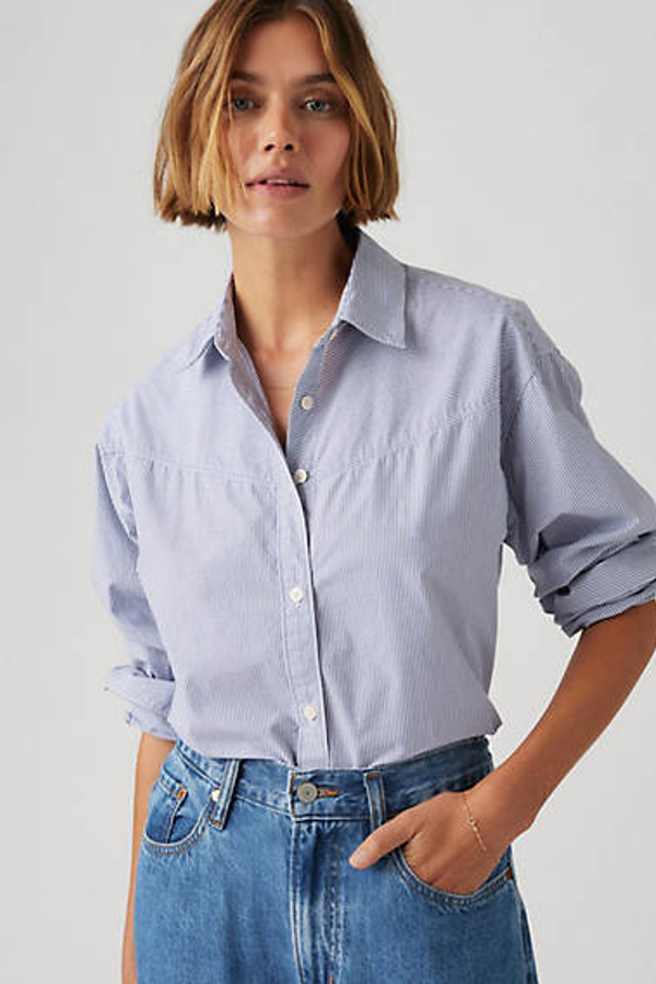 Harlie Boyfriend Shirt - Mujer - L - Azul / Shahi Stripe True Navy
