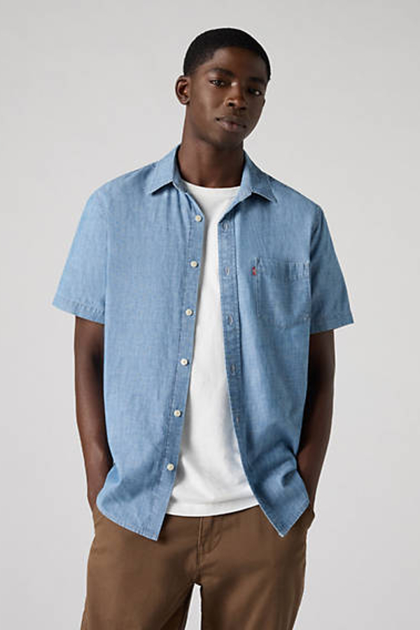 Short Sleeve Sunset Pocket Standard Fit Shirt - Hombre - XS - Azul / Sebastian Chambray Light