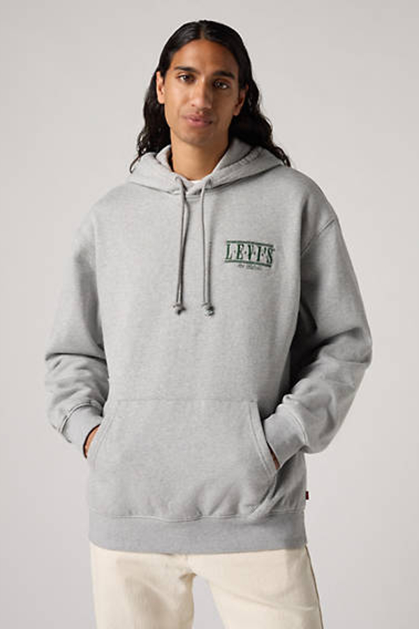 Sudadera estampada con capucha de fit holgado - Hombre - XS - Gris / Serif Logo Midtone Heather Grey