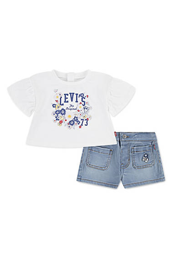 Conjunto de top y shorts para bebé - Chicas - 9M - Blanco / Bright White