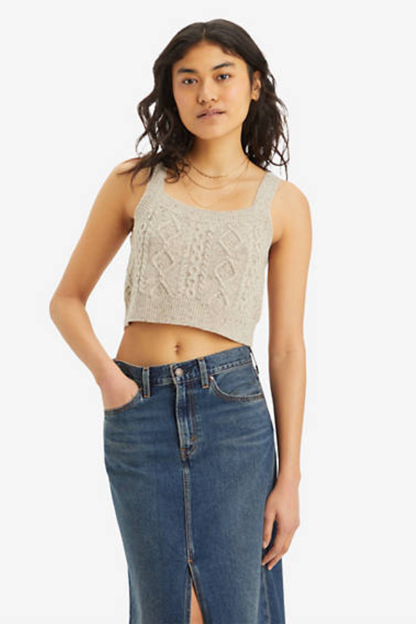 Camiseta sin mangas Primrose Cable - Mujer - L - Crema / Oatmeal Heather Marled Vanilla