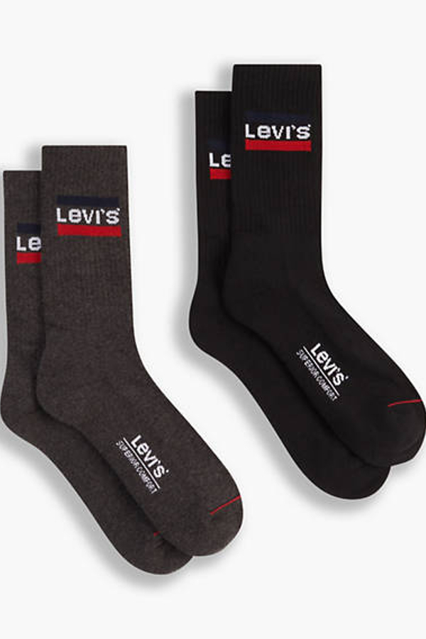 Calcetines de deporte de altura normal Levi's: paquete de 2 - Hombre - 35 - Multicolor / Mid Grey / Black