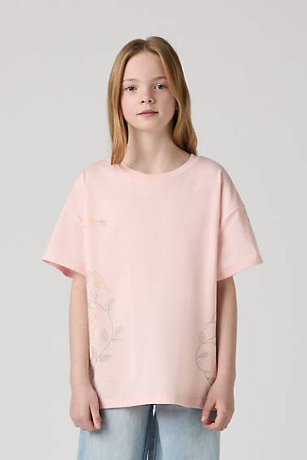 Camiseta Floral Oversized con bordados para adolescentes - Chicas - 10A - Rosa / English Rose