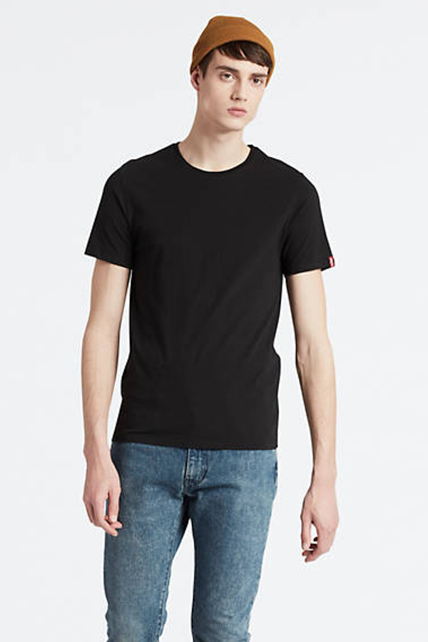 Camiseta de cuello redondo: paquete de 2 (tallas grandes) - Hombre - 1XL - Negro / Black / Black