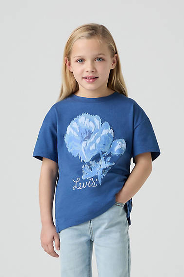 Camiseta Floral Oversized infantil - Chicas - 4A - Azul / True Navy