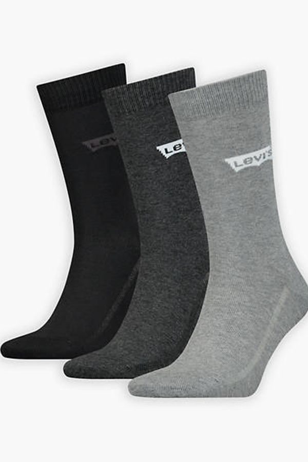 Calcetines de altura estándar Levi's de algodón reciclado con el logo Batwing: paquete de 3 - Hombre - 39 - Gris / Grey Combo