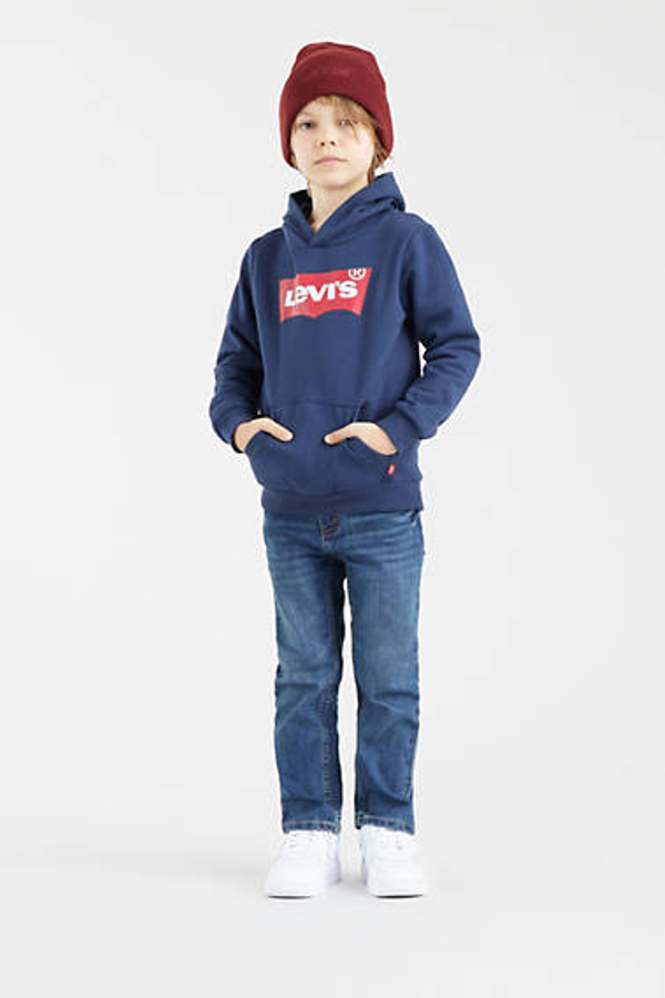 Sudadera con capucha serigrafiada infantil Batwing - Hombre - 4A - Azul / Dress Blues