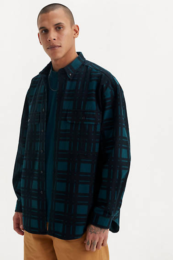 Camisa tejida de manga larga Skateboarding Levi's - Hombre - XXS - Multicolor / Black Pond Plaid Black And Green