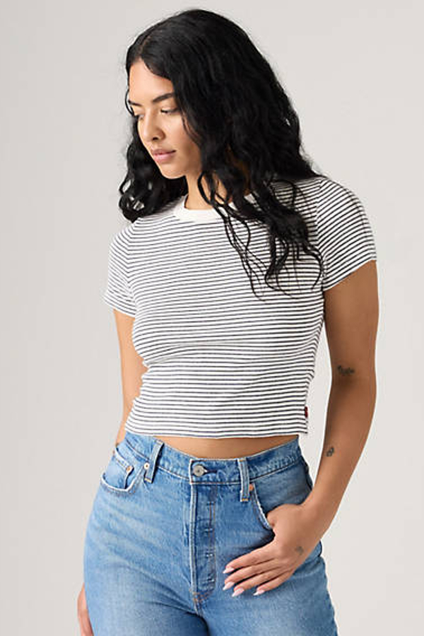 Camiseta Essential Sporty - Mujer - L - Azul / Annalise Stripe Peacoat Cotton