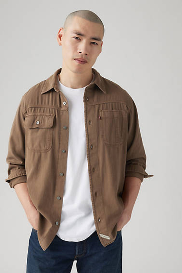 Camisa Auburn Worker - Hombre - S - Marrón / Hall Rain Drum Garment Dye