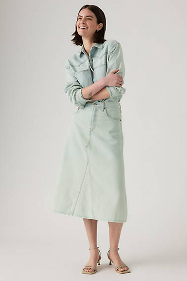 Falda de tiro alto y línea A Decon - Mujer - 25 - Azul / That'S It Skirt