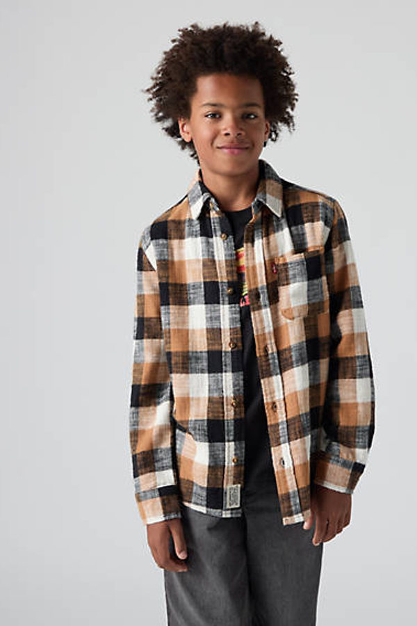Camisa de franela de cuadros Buffalo para adolescentes - Chicos - 10A - Negro / Jet Black