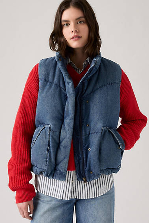 Chaleco abullonado Western - Mujer - L - Azul / City Worn Ow