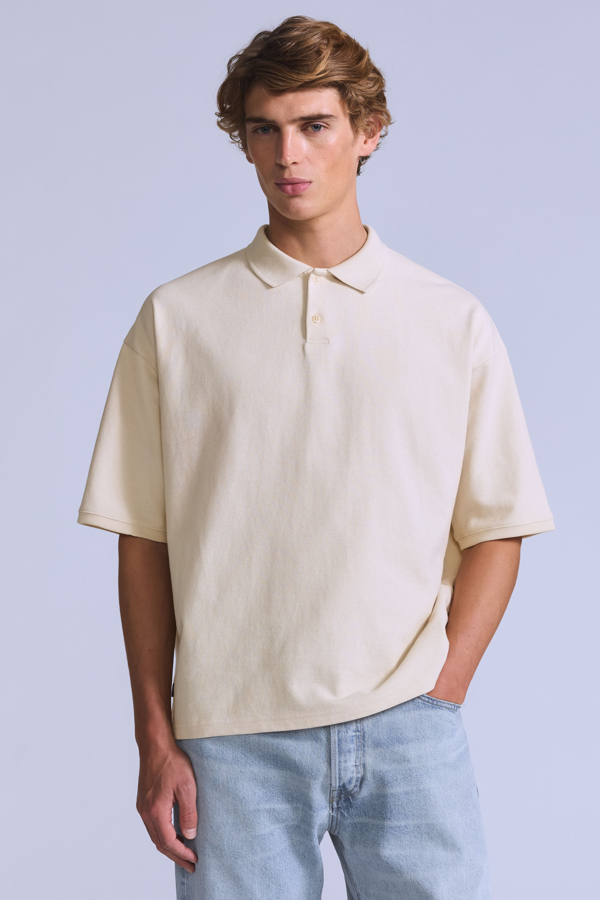 Cropped Polo - Hombre - L - Blanco / Ecru Fog