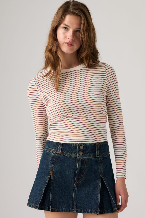 Essential Baby Long Sleeve Tee - Women - L - White / Gianna Stripe Egret