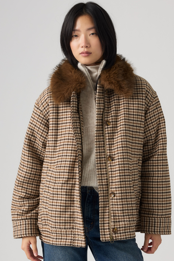 Billie Warm Coat - Mujer - L - Crema / Siggi Check Java Plaid