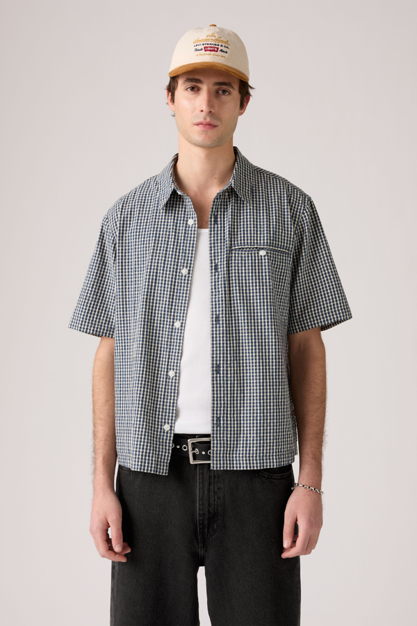 Camisa Cropped Zandt de manga corta - Hombre - L - Azul / Ian Dobby Plaid