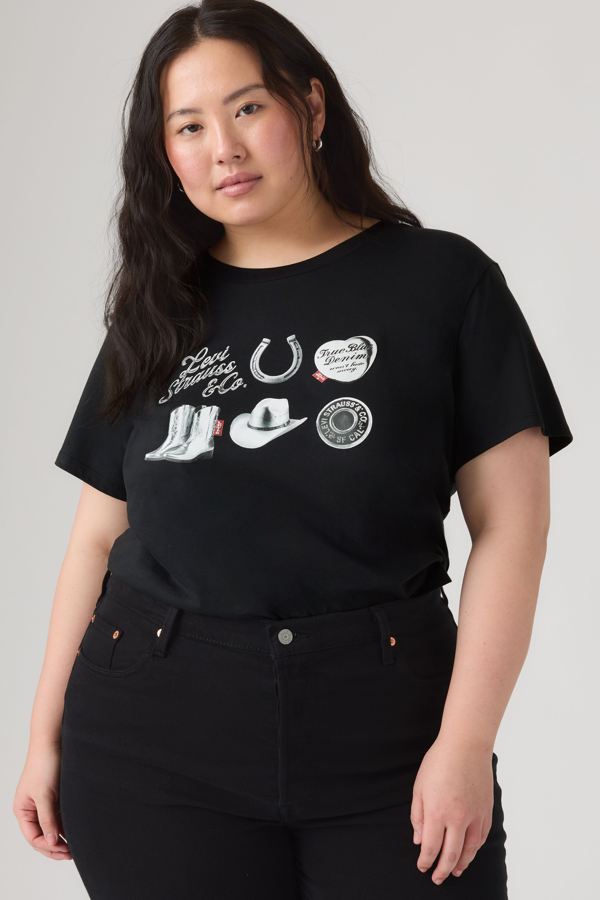 Camiseta Perfect (talla extragrande) - Mujer - 1X - Negro / Archival Silver Grid Anthracite