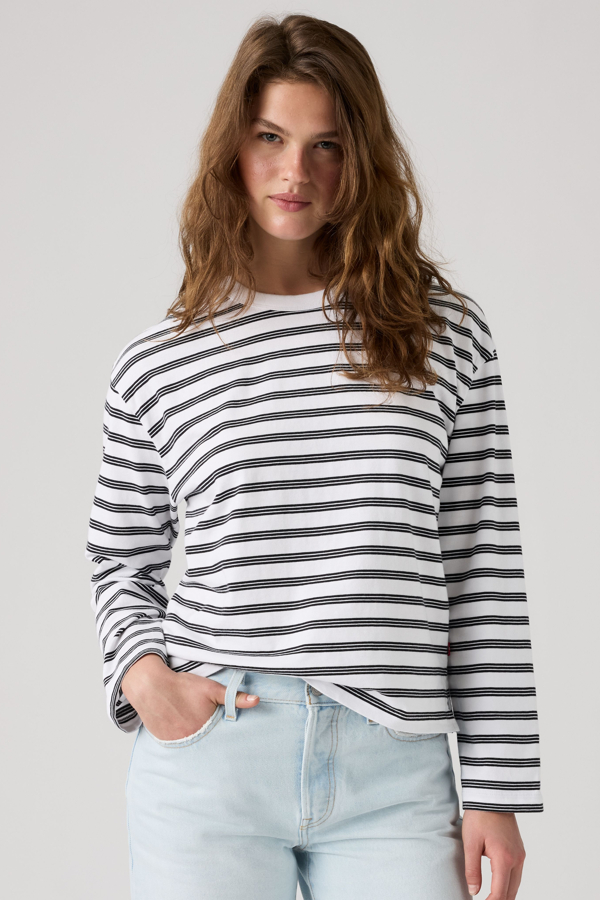Vintage Long Sleeve Tee - Women - L - White / Paloma Stripe Bright White