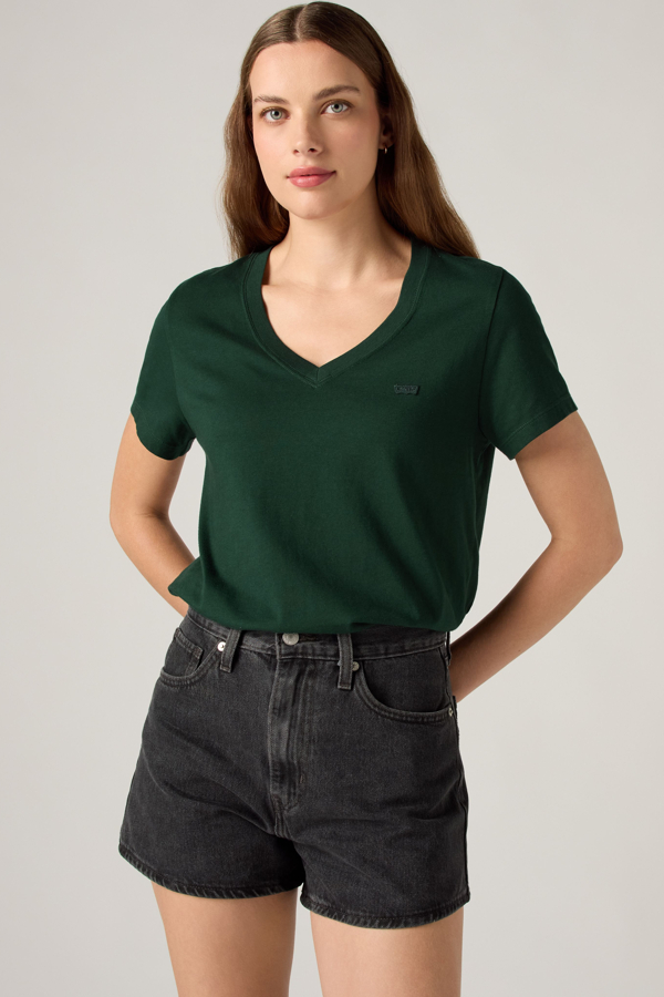 Favorite Cotton V Neck Tee - Mujer - L - Verde / Pine Grove