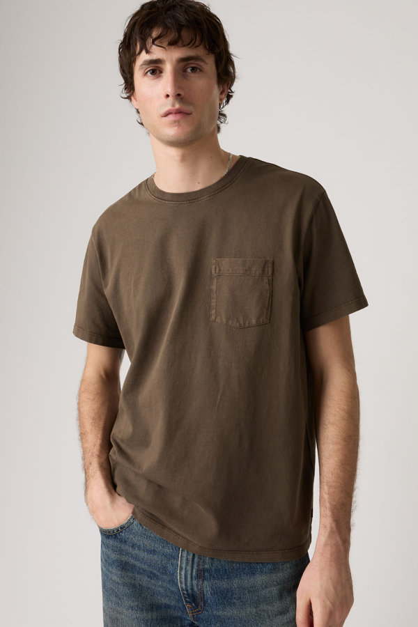 Essential Pocket Tee - Men - L - Brown / Garment Dye Coffee