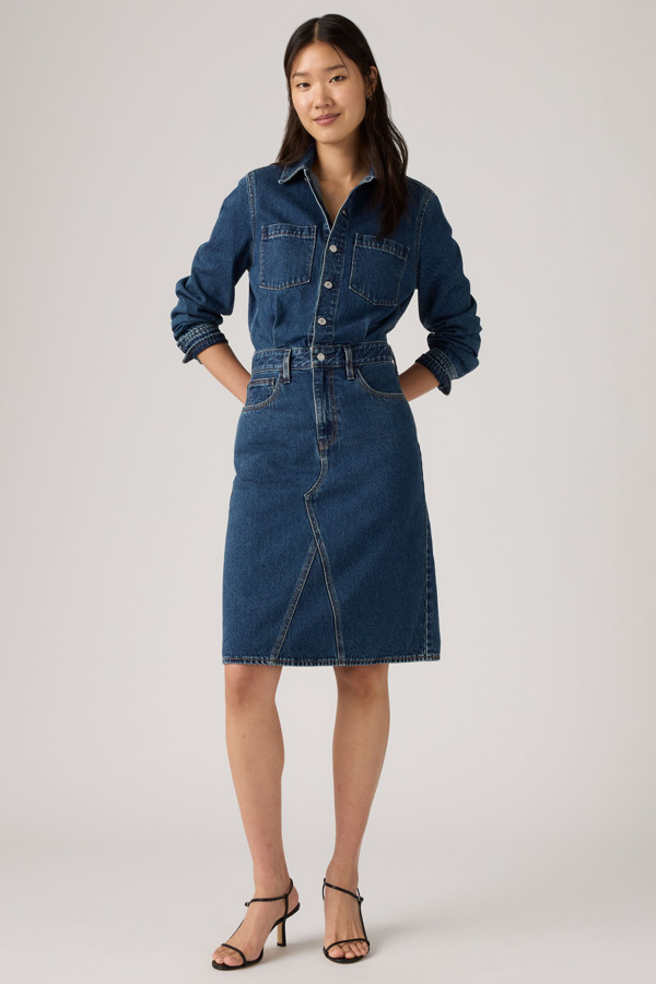 A Line Western Dress - Women - L - Medium Wash / Stellar Strauss