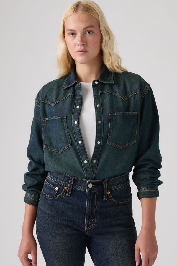 Teodora Western Lightweight Shirt - Mujer - L - Lavado oscuro / High Vibration Western