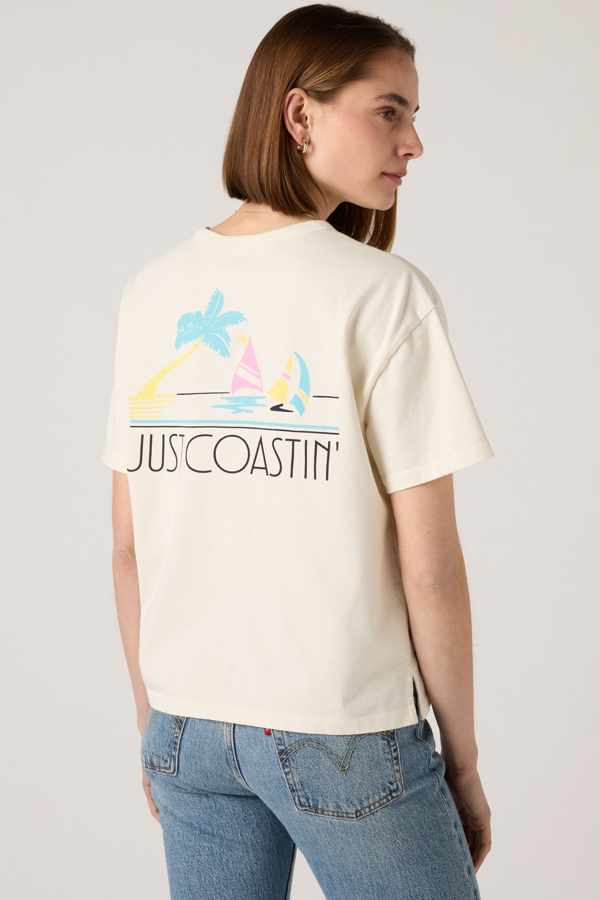 Camiseta Graphic Vintage Fit - Mujer - L - Blanco / Just Coastin Egret