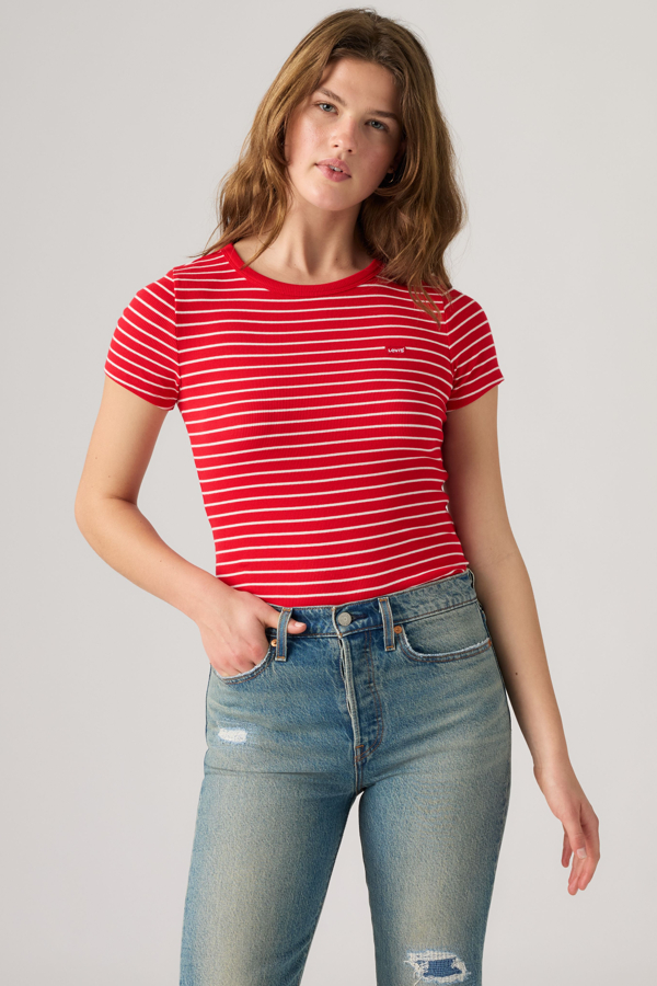Camiseta Hayes - Mujer - L - Rojo / Gemini Stripe True Red