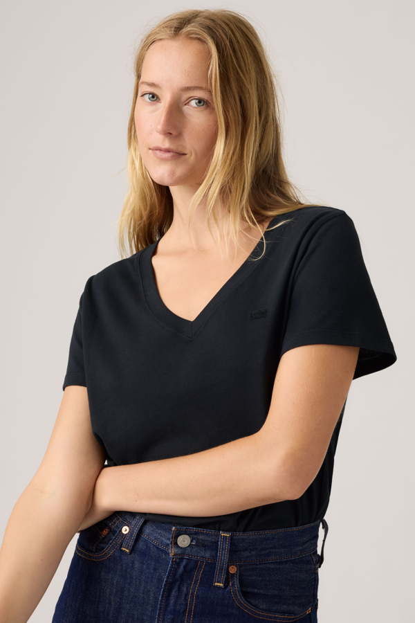 Camiseta con cuello de pico en algodón Favorite - Mujer - 2XS - Negro / Anthracite Night