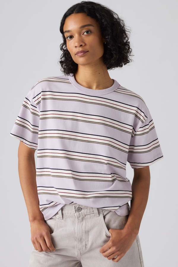 Vintage Tee - Women - L - Blue / Vida Stripe Lavender Blue