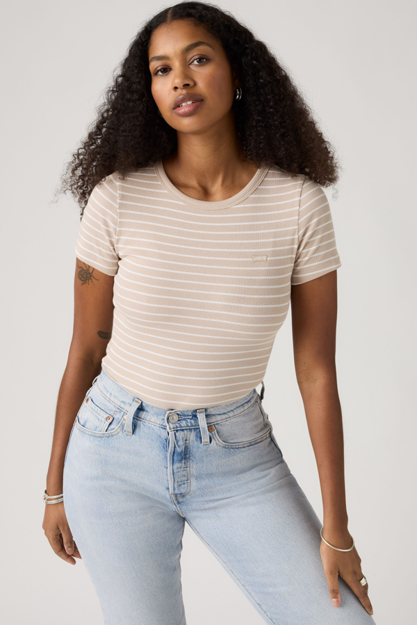 Camiseta Hayes - Mujer - L - Gris / Gemini Stripe Chateau Gray