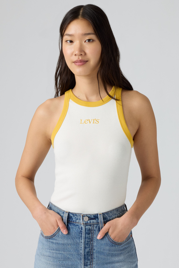 Camiseta de tirantes Graphic Essential - Mujer - L - Blanco / Tank Club Logo Emb Egret / Spicy Mustard