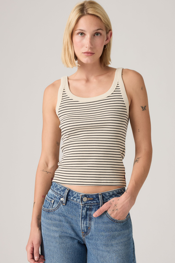 Camiseta sin mangas Essential Sporty - Mujer - L - Blanco / May Stripe Seedpearl
