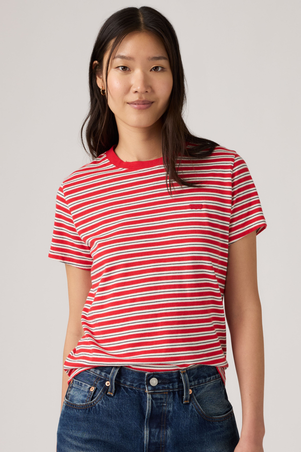 Favorite Cotton Tee - Women - L - Red / Bliss Stripe True Red