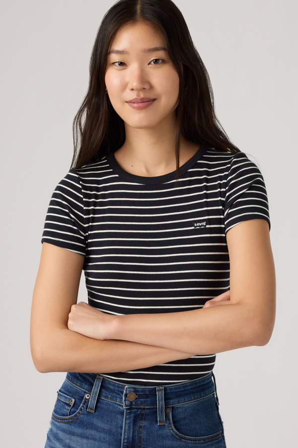 Camiseta Hayes - Mujer - L - Negro / Gemini Stripe Anthracite Night