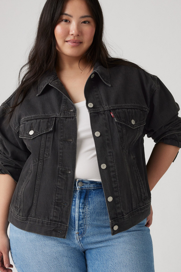 Trucker Jacket '90s (talla extragrande) - Mujer - 1X - Negro / Road Less Traveled