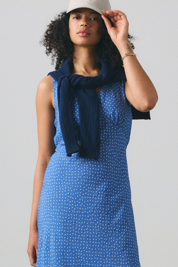 Brita Slip Dress - Women - L - Blue / Tovi Dot Delft