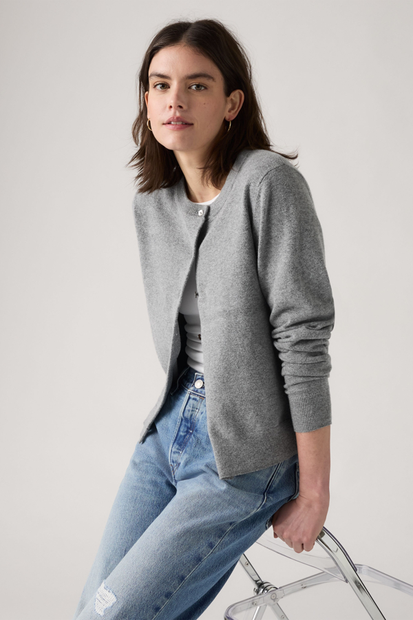 Cárdigan Supersoft de cuello redondo - Mujer - 2XS - Gris / Dark Heather Grey Bros Bcvc38 Cotton Blend