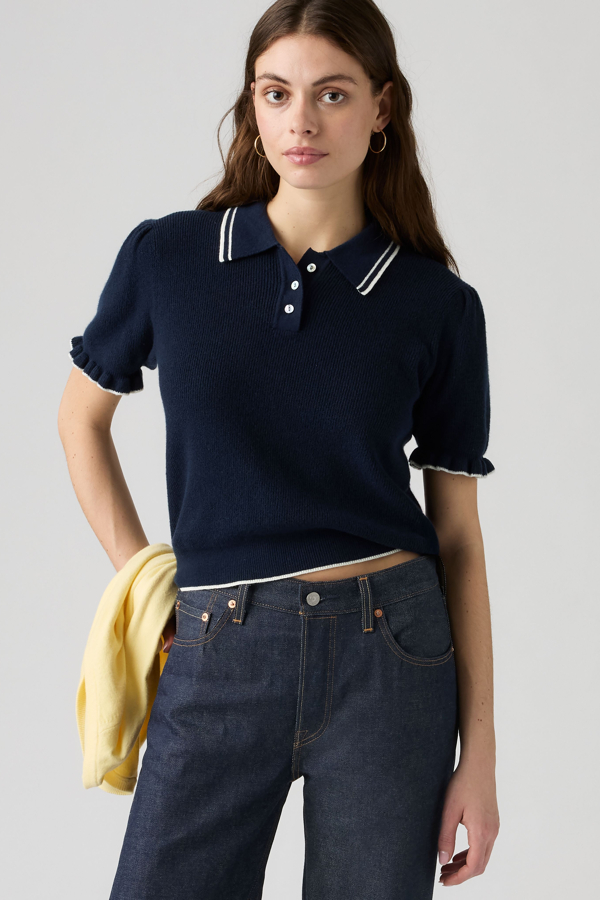 Supersoft Summer Short Sleeve Polo - Women - L - Blue / Navy Blazer