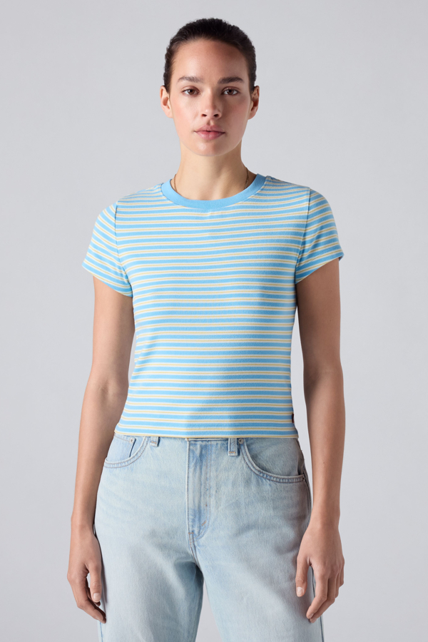 Essential Baby Tee - Mujer - L - Blue / Bliss Stripe Alaskan Blue