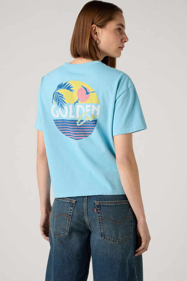 Camiseta Graphic Vintage Fit - Mujer - L - Azul / Golden Daze Air Blue